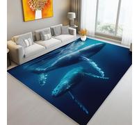 Naturaleza Ballenas Fondo Marino Alfombras para Sala de Estar 50 x 80 cm, Alfombra Antideslizante Lavable de Pelo Corto, Suave y Duradera para Sala Dormitorio y Oficina Azul