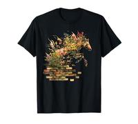 Naturaleza Botánico Floral Caballo Salto Camiseta