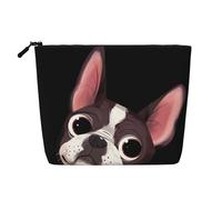 Naturaleza del Boston Terrier,Neceser de Maquillaje de imitación Lino, Neceser de Viaje portátil