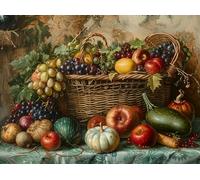 Naturaleza Muerta con Cesta de Frutas Puzzle 500 Piezas Papel Principiantes Desarrollo Habilidades Estimulación Cerebral Juego Compartir 500 PCS