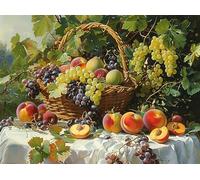 Naturaleza Muerta con Cesta de Frutas Puzzle 500 Piezas Papel Principiantes Desarrollo Habilidades Estimulación Cerebral Juego Compartir 500 PCS