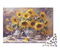 Naturaleza Muerta con Girasoles Campo de Girasoles Colorido a contraluz Rompecabezas de 1000 Piezas para Adultos Hermoso Rompecabezas Decorativo Regalo Divertido 70x50cm/1000 Piezas