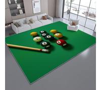 Naturaleza Muerta de Billar Deportivo Alfombra, Verde Alfombra de Franela Suave, Antideslizante y Lavable para Sala de Estar, Dormitorio y habitación Infantil 50 x 80 cm