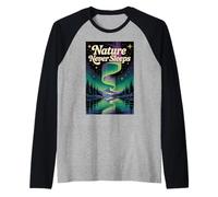 Naturaleza Nunca Duerme a La Luz del Norte de y Berg Motivos Camiseta Manga Raglan