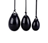 Naturaleza Obsidiana Yoni Huevo Mujeres Piso Músculo Kegel Ejercicio Huevo de Jade, HeiYaoShi-3eggs