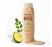 Naturali Champú reparador de daños mejora el cabello dañado en solo 4 usos con aceite de aguacate y moringa sin sulfatos para mujeres, champú para cabello encrespado y seco, sin parabenos, 370 ml