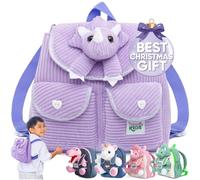 Naturally KIDS Mini Mochila de Dinosaurio - Mochila pequeña para Niñas y Niños - Juguetes de Dinosaurio para Niños de 3 a 5 años - Mochila pequeña Morada - Triceratops Extra Pequeño