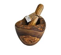 Naturally Med - Mortero y pilón - 5,5 cm, de madera de olivo rústico Naturally Med