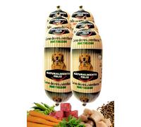 Naturalmente Feliz Alimento Natural casero para Perros, Comida húmeda con Carne Fresca y Verduras - 90% Carne (6x450gr) (Cocido Ternera y Verduras) Comida Húmeda