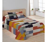NATURALS - Colcha Bouti Estampada | Cama 150 (250x260 cm) | Microfibra Extrasuave | 2 Fundas de Cojín 50x50 cm | Cubrecama Acolchado a Líneas | Ideal Primavera y Verano | Rozko