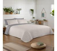 NATURALS - Colcha Bouti Reversible Bicolor | Cama 135/150 (250x260 cm) | Microfibra Extrasuave | Cubrecama Acolchado a Líneas | Ideal Primavera y Verano | Gris/Piedra
