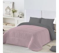 NATURALS - Edredón Nórdico 300 Gramos Liso Bicolor - Reversible - Microfibra Extrasuave - Acolchado Gran Confort y Transpirable - Rosa Viejo/Gris - Cama 135/150 (250x260 cm) - Fabricado en España