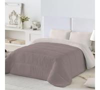 NATURALS - Edredón Nórdico 300 Gramos Liso Bicolor - Reversible - Microfibra Extrasuave - Acolchado Gran Confort y Transpirable - Topo/Piedra - Cama 90/105 (180x260 cm) - Fabricado en España