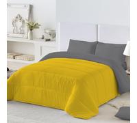 NATURALS - Edredón Nórdico 300 Gramos Liso Bicolor - Reversible - Microfibra Extrasuave - Acolchado Gran Confort y Transpirable - Mostaza/Gris - Cama 180 (270x260 cm) - Fabricado en España