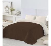 NATURALS - Edredón Nórdico 300 Gramos Liso Bicolor - Reversible - Microfibra Extrasuave - Acolchado Gran Confort y Transpirable - Marrón/Vainilla - Cama 90/105 (180x260 cm) - Fabricado en España