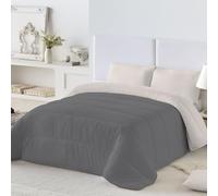 NATURALS - Edredón Nórdico 300 Gramos Liso Bicolor - Reversible - Microfibra Extrasuave - Acolchado Gran Confort y Transpirable - Gris/Piedra - Cama 135/150 (250x260 cm) - Fabricado en España
