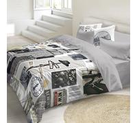 NATURALS - Funda Nórdica Estampada 100% Algodón Natural - Cama 90 - Incluye 1 Funda de Almohada 45x110 cm, Tacto Suave, Certificado OEKOTEX - Colección 2024/2025 (NY Travel, 150x220 cm)