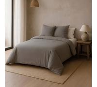NATURALS - Funda Nórdica Lisa Cama 150-100% Algodón Suave y Transpirable - Cierre de Botones - Funda Nórdica 240x220 cm + 2 Fundas Almohada 45x90 cm - Gris - Fabricado en España