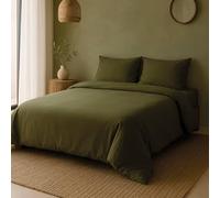 NATURALS - Funda Nórdica Lisa Cama 180-100% Algodón Suave y Transpirable - Cierre de Botones - Funda Nórdica 260x220 cm + 2 Fundas Almohada 45x110 cm - Botella - Fabricado en España