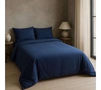 NATURALS - Funda Nórdica Lisa Cama 180-100% Algodón Suave y Transpirable - Cierre de Botones - Funda Nórdica 260x220 cm + 2 Fundas Almohada 45x110 cm - Azul - Fabricado en España