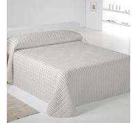 NATURALS ICEHOME - Colcha Bouti Estampada o Lisa para Verano y Entretiempo - Microfibra Extra Suave - Acolchado a Rombos - Cubrecama Reversible (Oxford Beig, Cama 150)