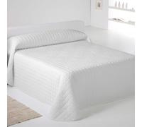 NATURALS ICEHOME - Colcha Bouti Estampada o Lisa para Verano y Entretiempo - Microfibra Extra Suave - Acolchado a Rombos - Cubrecama Reversible (Blanco, Cama 150)