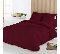 NATURALS ICEHOME - Funda Nórdica 180 de Microfibra Ecológica, Juego de Funda Edredón 260x220 cm + 2 Fundas de Almohada Lisas 45x110 cm, Ultrasuave, Transpirable, Certificado Oeko-Tex, Burdeos