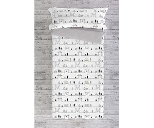 NATURALS ICEHOME Saco Nórdico Sin Relleno Cama 90, 100% Algodón, Juego de Saco Nórdico 90x190/200 cm + 1 Funda de Almohada 45x110, House Animal