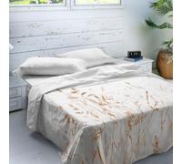 NATURALS - Juego de Sábanas 4 Piezas Cama 180 | 100% Algodón Extra Suave, Transpirable | Encimera 260x270, Bajera 180x200 y 2 F. Almohada 45x110 | Rust