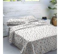 NATURALS - Juego de Sábanas Estampada Cama 150-100% Algodón Franela - Incluye Sábana Encimera + Sábana Bajera + 2 Fundas de Almohada - Extra Suave, Transpirable - Danubio