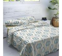 NATURALS - Juego de Sábanas Estampada Cama 180-100% Algodón Franela - Incluye Sábana Encimera + Sábana Bajera + 2 Fundas de Almohada - Extra Suave, Transpirable - Emma