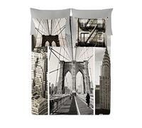 NATURALS NY Buildings Funda Nórdica, Algodón, Gris, 150 cm