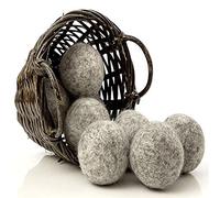 NaturalThings Organic All Natural Wool Dryer Balls, Natural Fabric Softener New Zealand Wool, Reusable XXXL 6 Pack. Reduce Wrinkles, Static Cling, Cut Energy Costs, Shorten Dry Time.
