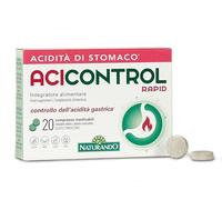 Naturando Acicontrol Rapid complemento alimenticio para el Control del Ácido gástrico y Eliminación de los Gases Intestinales con Grosella espinosa india,Plátano y Hinojo - 20 Comprimidos
