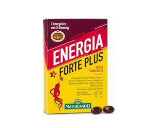 Naturando Energia Forte Plus Complemento alimenticio para la Fatiga Física y Mental con Aceite de germen de trigo, Jalea real, Ginseng IL HWA sello oro y Vitamina B12-40 cápsulas blandas