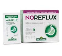 Naturando Noreflux Complemento Alimenticio contra el Reflujo Ácido con Acido alginico, Goma guar, Melisa, Carvi y Caléndula - 20 Sobres sin lactosa y vegano