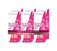 Naturaverde| PRO - Cera Depilatoria Liposoluble Roll on Dióxido de Titanio, Todo tipo de piel, 6 x 100 ml