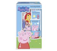 Naturaverde | Set de regalo Peppa Pig cuidado bucal, cepillo de dientes manual, pasta de dientes infantil sabor fresa 75 ml, vaso y bolsita con purpurina