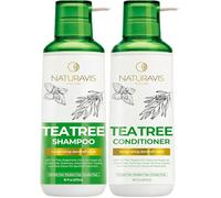 NATURAVIS Juego de champú y acondicionador de árbol de té y aceite de menta, sin sulfatos ni parabenos para mujeres y hombres, impregnado con menta para apoyar la caspa y la picazón