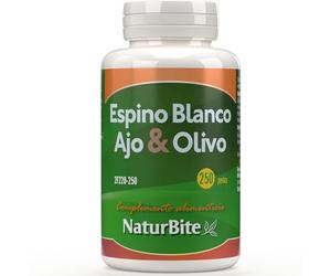 NaturBite Espino Blanco + Ajo + Olivo, 500mg 250 perlas. Niveles óptimos de Presión Arterial.