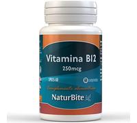 NaturBite Vitamina B12, 250 mcg | 60 Comprimidos | Reduce Cansancio y Fatiga, Contribuye al Funcionamiento Normal del Sistema Inmunológico