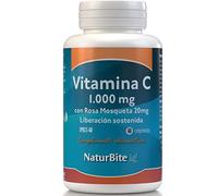 NaturBite - Vitamina C 1000 mg y Rosa Mosqueta 20 mg | 60 Comprimidos | Apoya el sistema Inmunológico y Reducen la Fatiga. Suplemento de Alta Potencia para una Protección Gástrica