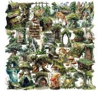 Nature 50 hojas de pegatinas de PVC de hojas y plantas, calcomanías de bosques de dibujos animados para tabletas y proyectos, pegatinas reutilizables para dispositivos