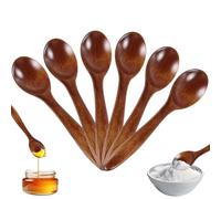 Nature 6 Piezas Cucharas de Madera y Bambú, Sin BPA, para Cocina, Mermelada, Miel, Sopa, Vajilla de Mango Largo para Niños (14 cm, Marrón)
