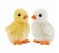 Nature-AN364 Living Nature - Juguetes de peluche de aves de corral, con diseño de gallinas y patos, Color white and yellow (Keycraft AN364 , color/modelo surtido