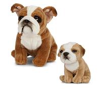 Nature-AN497 Peluche de perro y cachorro Living Nature, Color brown & white, paquete (Keycraft AN497 , color/modelo surtido