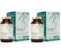 Nature Basics® Algae Oil Omega 3 vegano | 120(!) cápsulas altamente dosificadas en un frasco | puro sin procesar | Por cápsula natural 455mg con 30% DHA & 15% EPA (Paquete de 2)