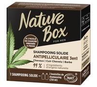 Nature Box - Champú sólido 3 en 1 anticaspa - con aceite de cáñamo prensado en frío - Cabello/cuero cabelludo/barba - 99% de ingredientes de origen natural - Jabón 85 g
