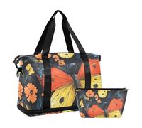 Nature Butterfly Wild Style - Bolsa de fin de semana con bolsa de aseo multifuncional para senderismo, Mariposa natural estilo salvaje, 1 size