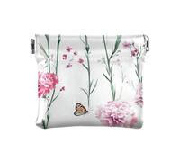 Nature Carnations - Monedero pequeño de cuero para mujer, práctico estuche para cosméticos para mujer y niña, Nature Claveles blancos, 4.33"(L) x 3.74"(W) x 0.39"(H), Classic